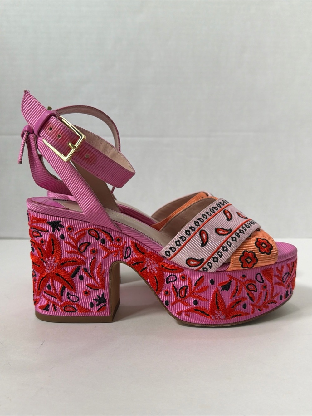 Kate Spade WOMEN’S RIO BANDANA PATCHWORK PLATFORM SANDALS Shoes Size 6B VGC